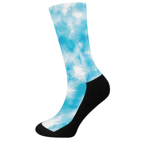 Blue Shibori Tie Dye Print Crew Socks