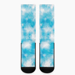 Blue Shibori Tie Dye Print Crew Socks