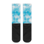 Blue Shibori Tie Dye Print Crew Socks