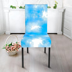 Blue Shibori Tie Dye Print Dining Chair Slipcover
