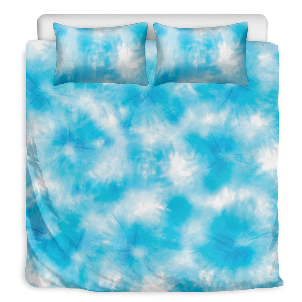 Blue Shibori Tie Dye Print Duvet Cover Bedding Set