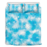 Blue Shibori Tie Dye Print Duvet Cover Bedding Set