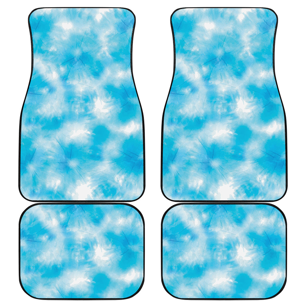 Blue Shibori Tie Dye Print Front and Back Car Floor Mats