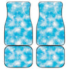 Blue Shibori Tie Dye Print Front and Back Car Floor Mats