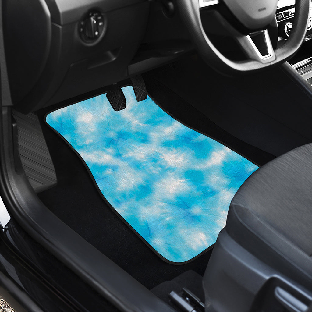 Blue Shibori Tie Dye Print Front and Back Car Floor Mats