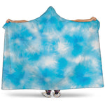 Blue Shibori Tie Dye Print Hooded Blanket