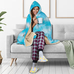 Blue Shibori Tie Dye Print Hooded Blanket