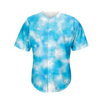 Blue Shibori Tie Dye Print Men's Baseball Jersey