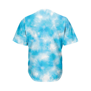 Blue Shibori Tie Dye Print Men's Baseball Jersey