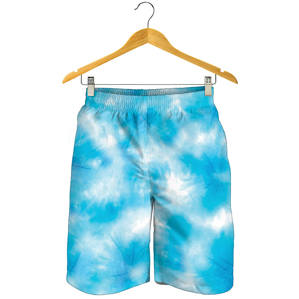 Blue Shibori Tie Dye Print Men's Shorts