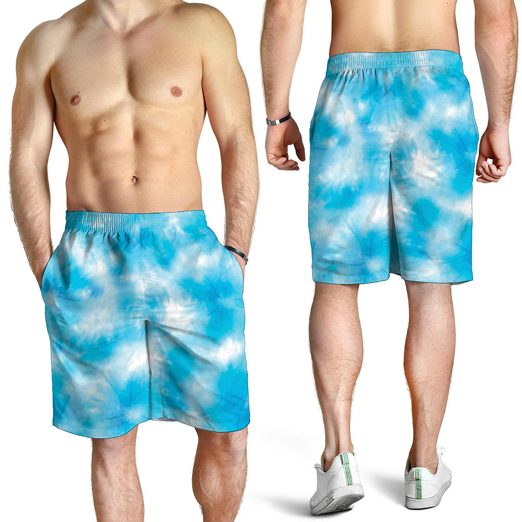 Blue Shibori Tie Dye Print Men's Shorts