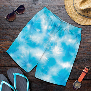 Blue Shibori Tie Dye Print Men's Shorts