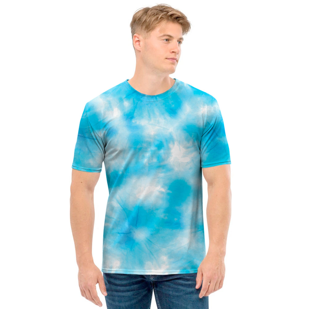 Blue Shibori Tie Dye Print Men's T-Shirt