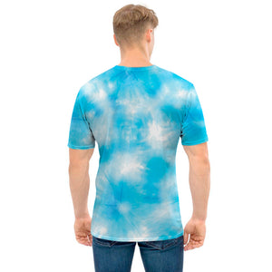 Blue Shibori Tie Dye Print Men's T-Shirt