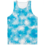 Blue Shibori Tie Dye Print Men's Tank Top