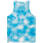 Blue Shibori Tie Dye Print Men's Tank Top