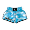 Blue Shibori Tie Dye Print Muay Thai Boxing Shorts