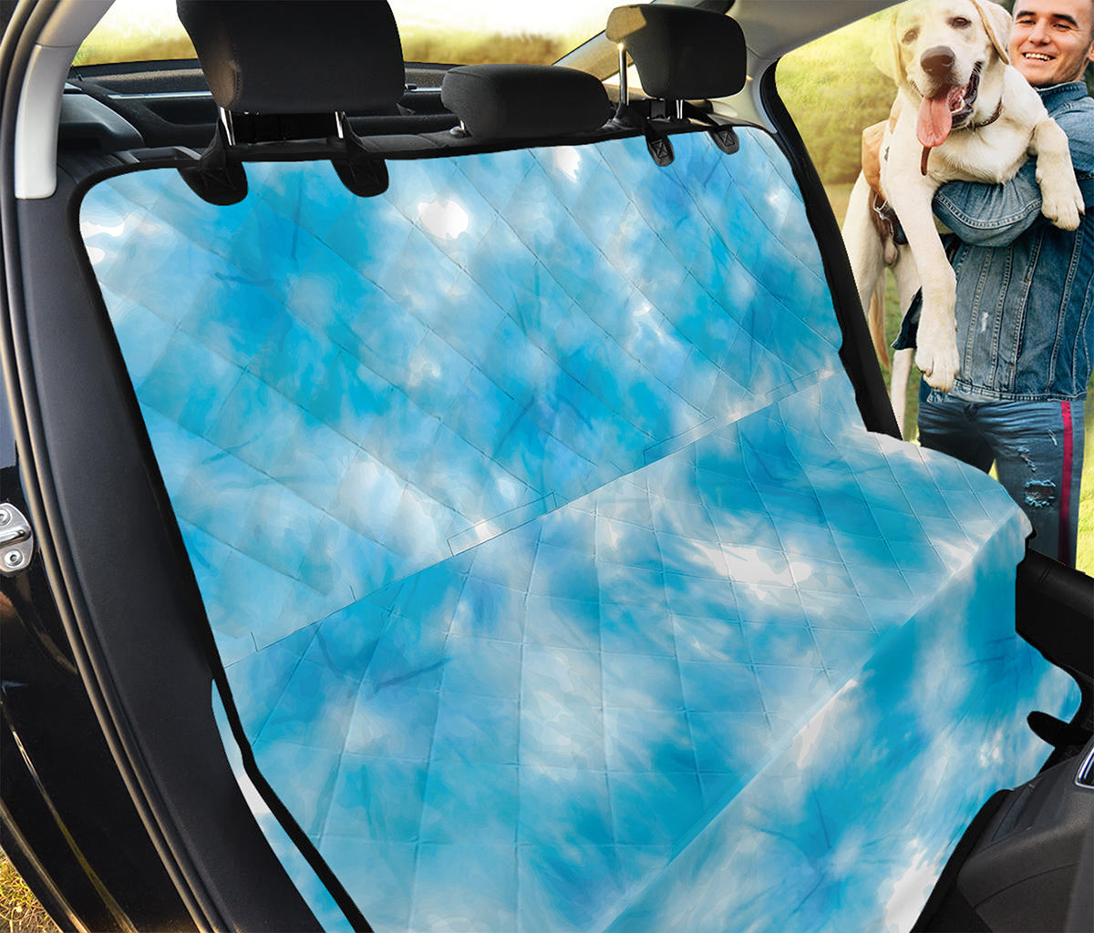 Blue Shibori Tie Dye Print Pet Car Back Seat Cover