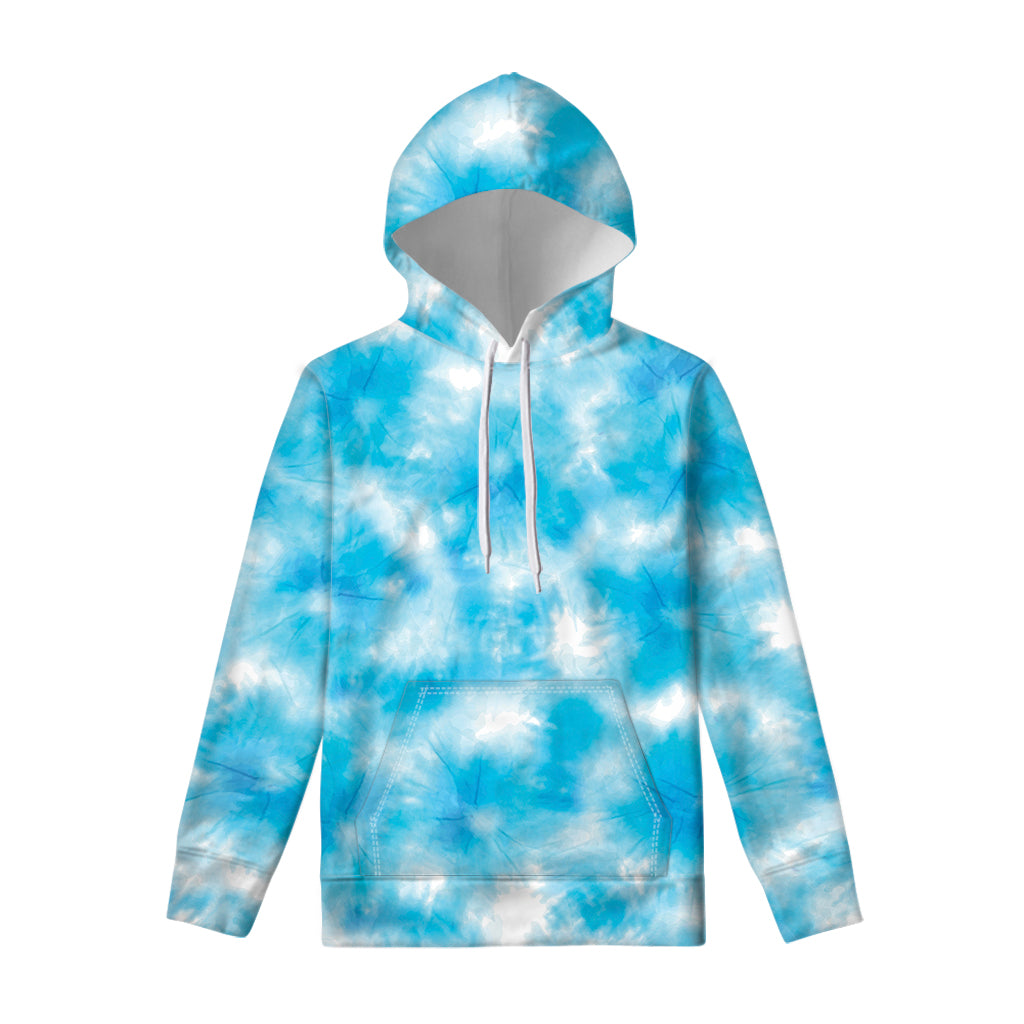 Blue Shibori Tie Dye Print Pullover Hoodie