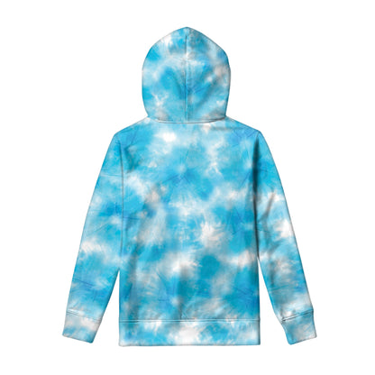 Blue Shibori Tie Dye Print Pullover Hoodie