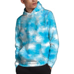 Blue Shibori Tie Dye Print Pullover Hoodie