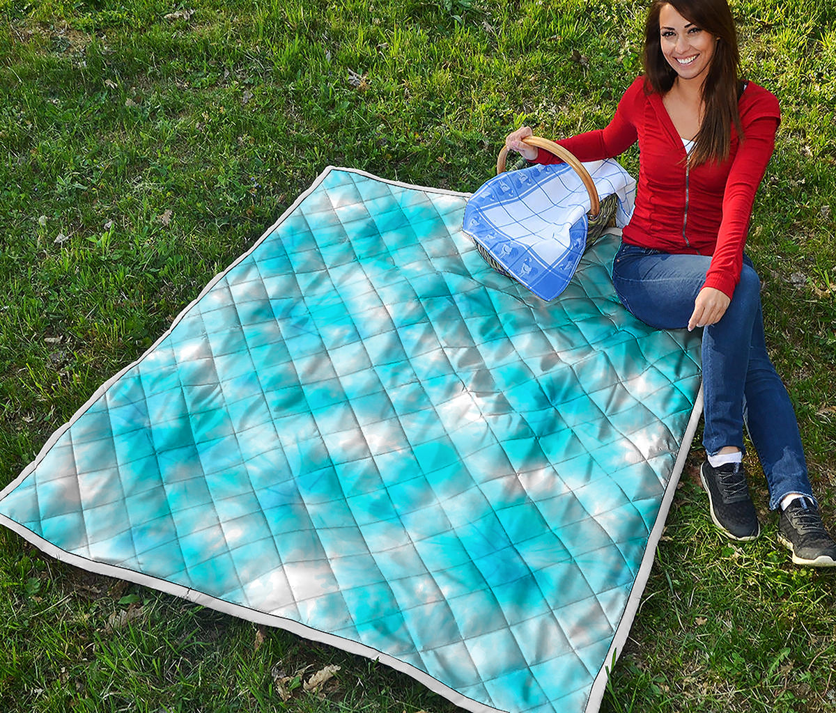 Blue Shibori Tie Dye Print Quilt