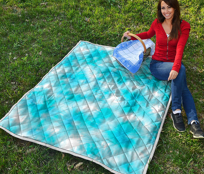 Blue Shibori Tie Dye Print Quilt