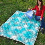 Blue Shibori Tie Dye Print Quilt