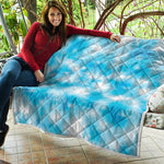 Blue Shibori Tie Dye Print Quilt
