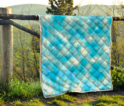 Blue Shibori Tie Dye Print Quilt