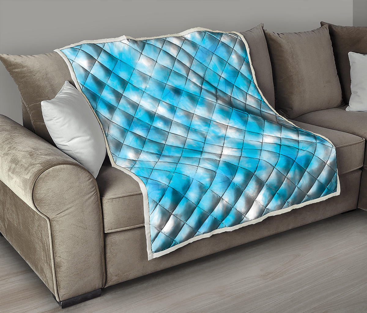 Blue Shibori Tie Dye Print Quilt