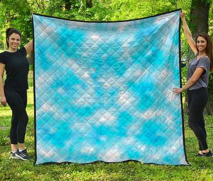 Blue Shibori Tie Dye Print Quilt