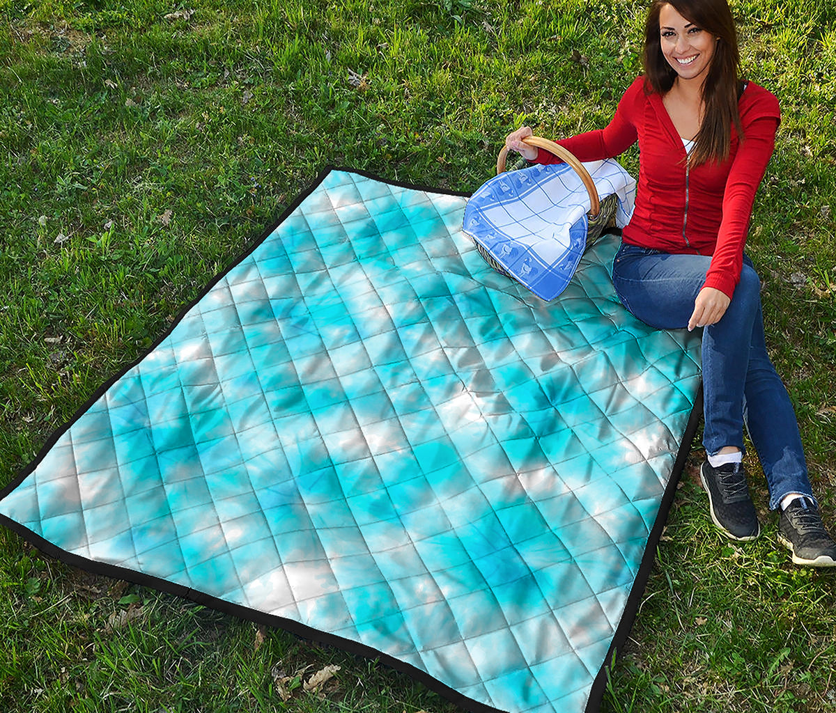 Blue Shibori Tie Dye Print Quilt