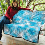 Blue Shibori Tie Dye Print Quilt