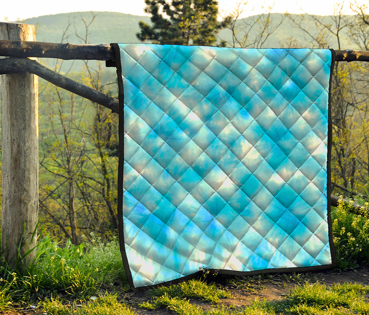 Blue Shibori Tie Dye Print Quilt