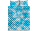 Blue Shibori Tie Dye Print Quilt Bed Set