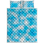 Blue Shibori Tie Dye Print Quilt Bed Set