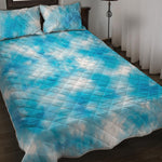 Blue Shibori Tie Dye Print Quilt Bed Set