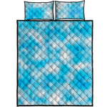 Blue Shibori Tie Dye Print Quilt Bed Set
