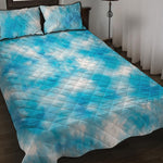 Blue Shibori Tie Dye Print Quilt Bed Set