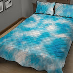 Blue Shibori Tie Dye Print Quilt Bed Set