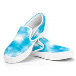 Blue Shibori Tie Dye Print White Slip On Shoes