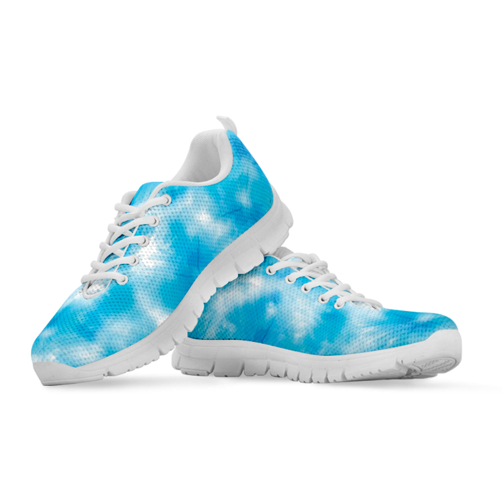 Blue Shibori Tie Dye Print White Sneakers