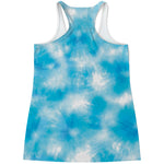 Blue Shibori Tie Dye Print Women's Racerback Tank Top