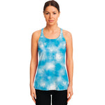 Blue Shibori Tie Dye Print Women's Racerback Tank Top