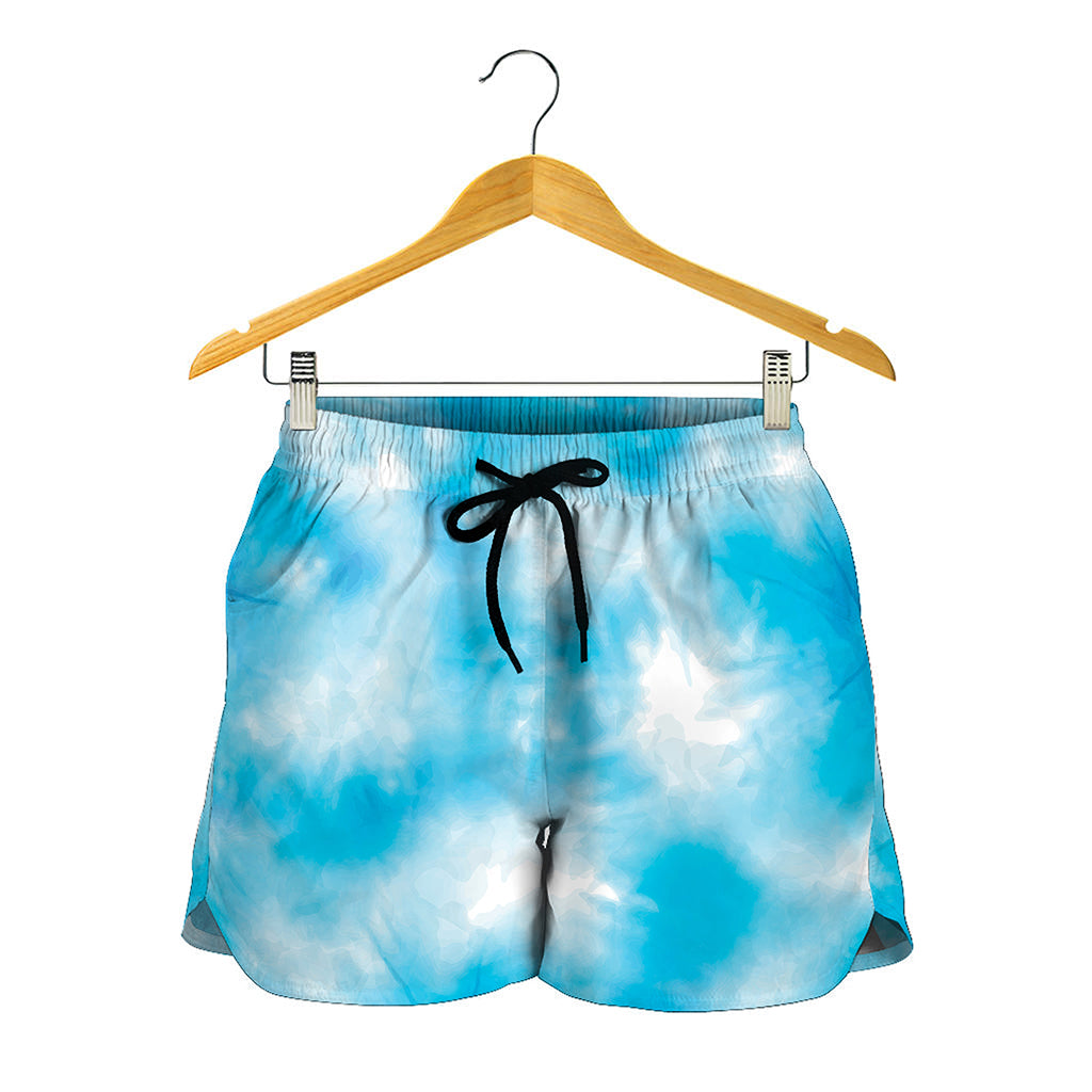 Blue Shibori Tie Dye Print Women's Shorts