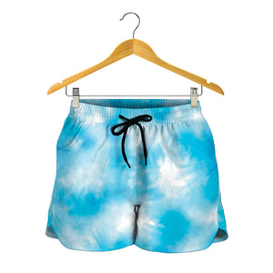 Blue Shibori Tie Dye Print Women's Shorts