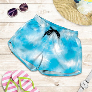 Blue Shibori Tie Dye Print Women's Shorts