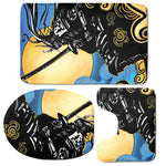 Blue Sky And Golden Sun Samurai Print 3 Piece Bath Mat Set