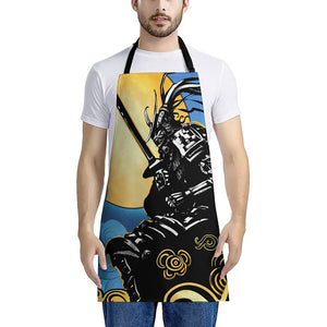 Blue Sky And Golden Sun Samurai Print Apron